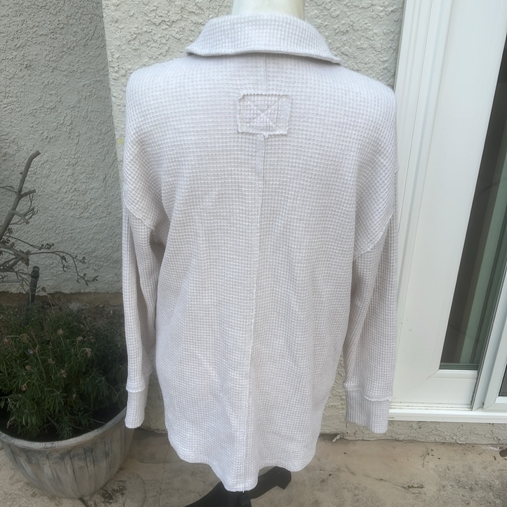 Aerie Cream Collared Oversized Long Sleeve Top Women's Size XS - Picture 4 of 7